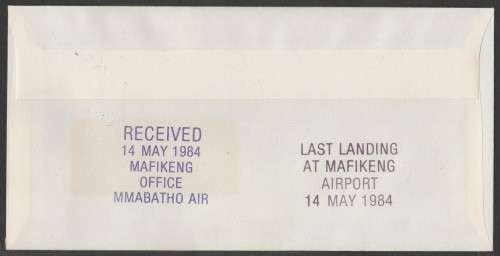 AVIATION 1984 AIRPHILSA FLIGHT COVER #79 LAST LANDING AT MAFIKENG AIRPORT MMABATHO AIR SERVICE