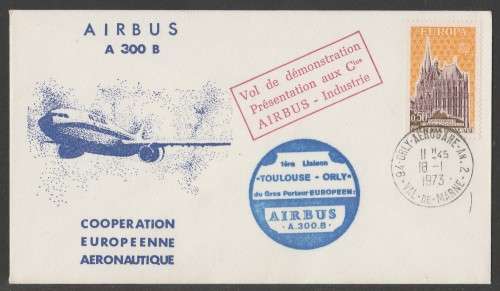 AVIATION 1973 AIRBUS A300 COM COVER DEMONSTRATION FLIGHT VAL DE MARNE