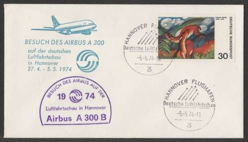 AVIATION 1974 AIRBUS A300 COM COVER LUFTFAHRTSCHAU IN HANNOVER