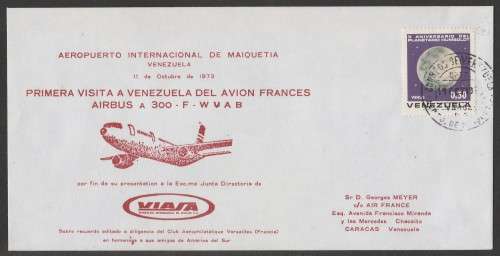 AVIATION 1973 AIRBUS A300 COM COVER AIR FRANCE VISIT TO VENEZUELA
