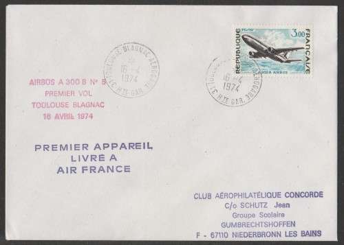 AVIATION 1974 AIRBUS A300 COM COVER AIR FRANCE TOULOUSE BLAGNAC