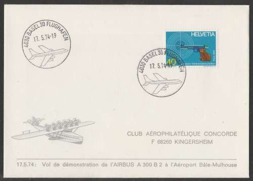 AVIATION 1974 AIRBUS A300 COM COVER BASEL 30 FLUGHAFEN
