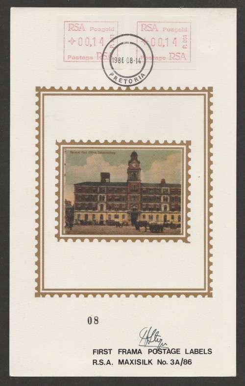 RSA 1986 1ST FRAMA LABELS PRET D/S LIMITED EDITION SIGNED MAXISILK CARD # 3A/86