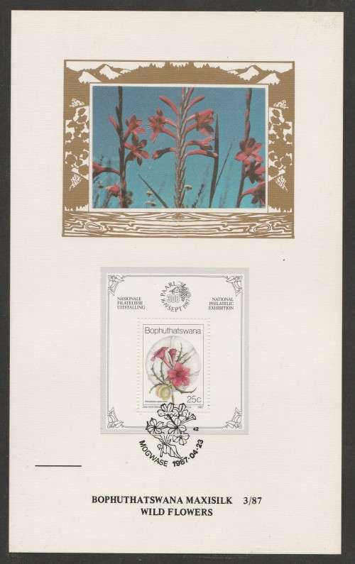 BOP 1987 WILD FLOWERS M/S LIMITED EDITION MAXISILK CARD # 3/87