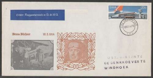 AVIATION 1978 COM COVER 1ST FLIGHT GERMAN SWA BY BRUNO BUCHNER FROM SWAKOPMUND-WINDHOEK