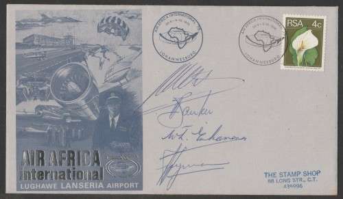 AVIATION 1975 AIR AFRICA LANSERIA AIRPORT COM COVER SIGNED BY 4