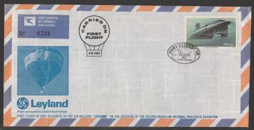 AVIATION 1982 1ST FLIGHT COM COVER AT PE OF BALLOON LEYLAND DURING TELEPEX PHILEX