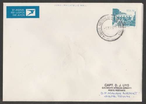 AVIATION 1982 FLIGHT COVER LOUIS BOTHA AIRPORT TO DF MALAN AIRPORT 1/12/82
