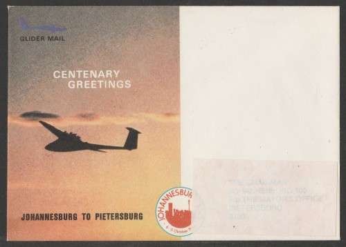 AVIATION 1986 GLIDER MAIL JHB TO PIETERSBURG UNSERVICED FLIGHT COVER