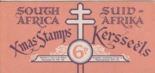 UNION SA 1953 6D CHRISTMAS LABELS BOOKLET COMPLETE WITH 1 MNH PANE