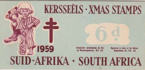 UNION SA 1959 6D CHRISTMAS LABELS BOOKLET COMPLETE WITH 1 MNH PANE