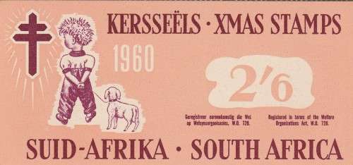 UNION SA 1960 2/6 CHRISTMAS LABELS BOOKLET COMPLETE WITH 5 MNH PANES