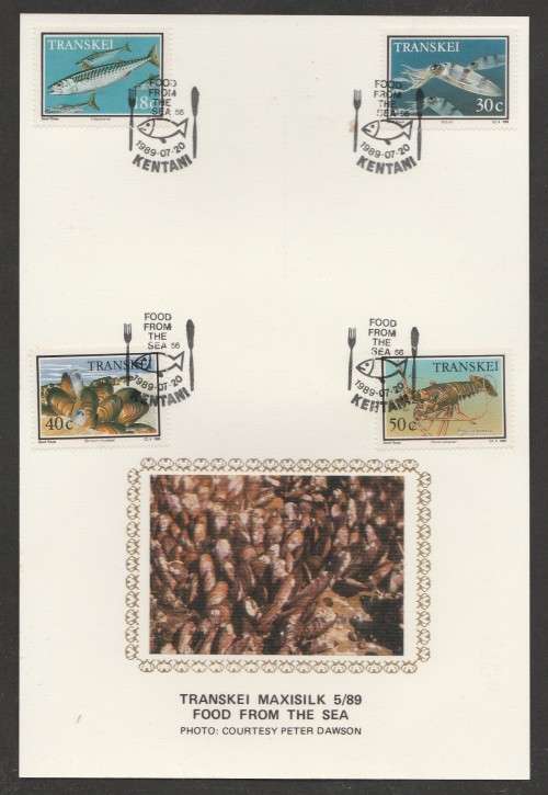 TRANSKEI 1989 FOOD FROM THE SEA LIMITED EDITION MAXISILK CARD # 5/89