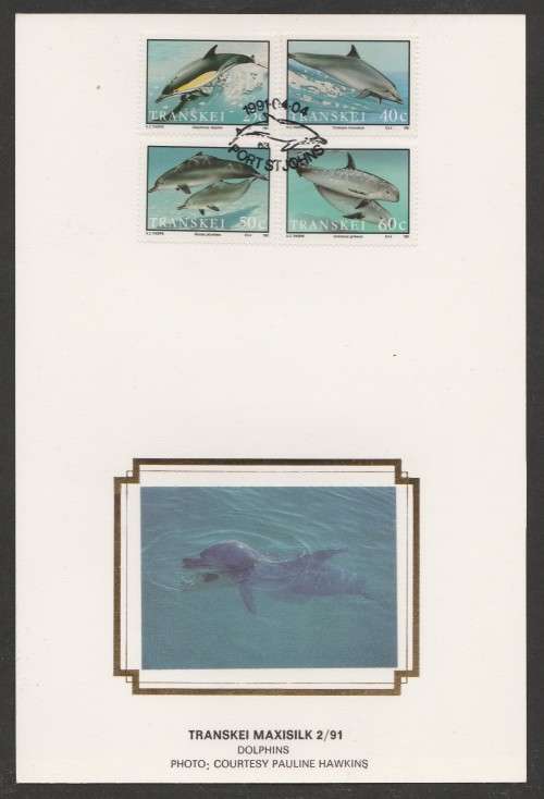 TRANSKEI 1991 DOLPHINS LIMITED EDITION MAXISILK CARD # 2/91