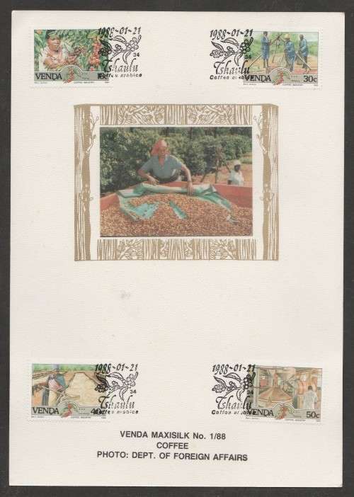 VENDA 1988 COFFEE INDUSTRY LIMITED EDITION MAXISILK CARD # 1/88