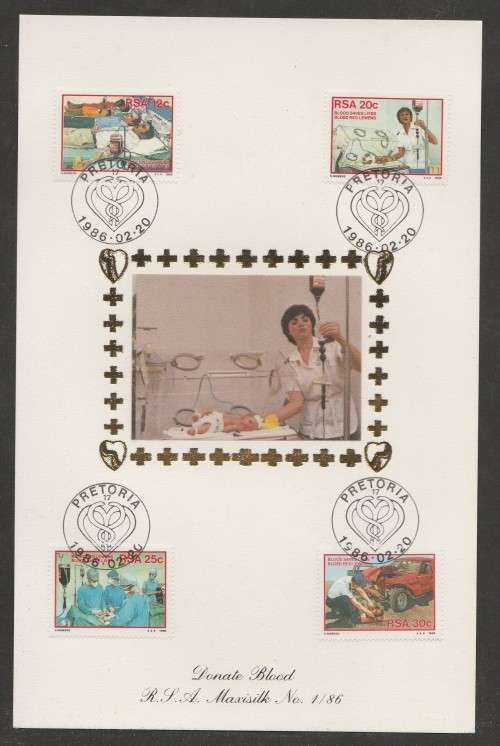 RSA 1986 DONATE BLOOD LIMITED EDITION MAXISILK CARD # 1/86