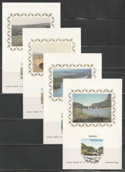 TRANSKEI 1985 BRIDGES SET OF 4 LIMITED EDITION MAXISILK CARDS # 10