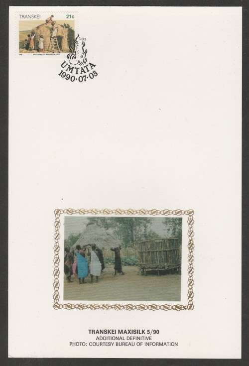 TRANSKEI 1990 21c DEFINITIVE LIMITED EDITION MAXISILK CARD 5/90