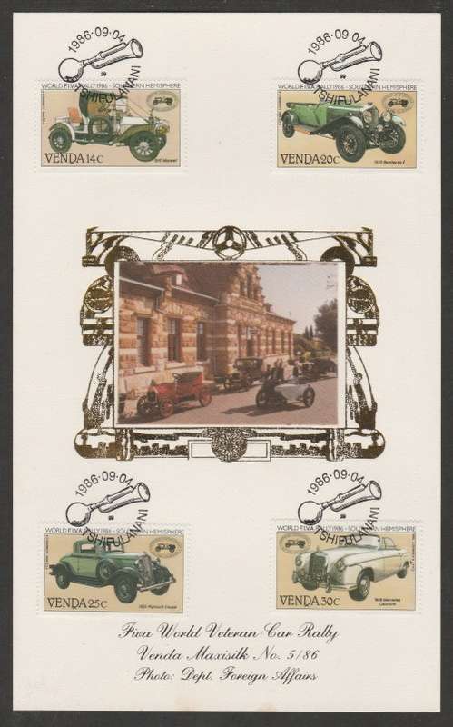 VENDA 1986 VETERAN CAR RALLY LIMITED EDITION MAXISILK CARD 5/86