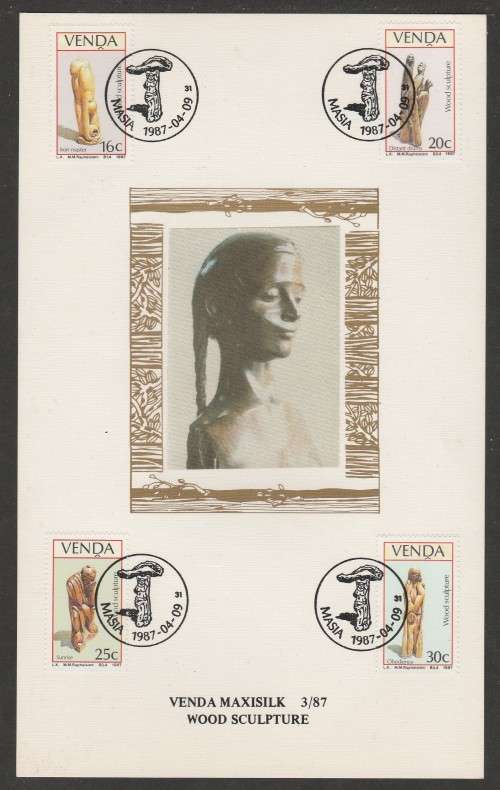 VENDA 1987 WOOD SCULPTURES LIMITED EDITION MAXISILK CARD 3/87