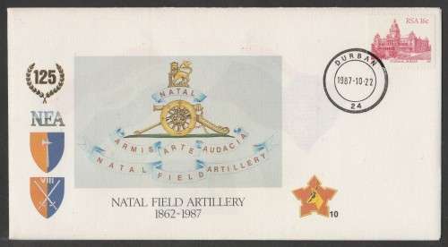 SA ARMY COM COVER #10 - 1987 125 YEARS NATAL FIELD ARTILLERY