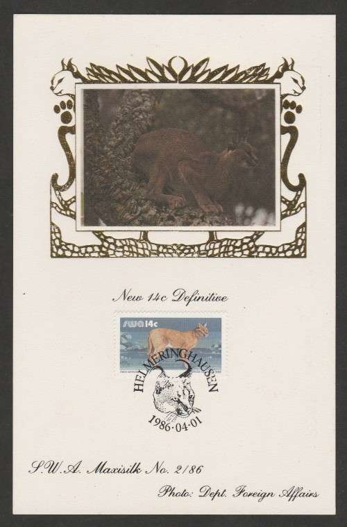 SWA 1986 14c DEFINITIVE LIMITED EDITION MAXISILK CARD 2/86