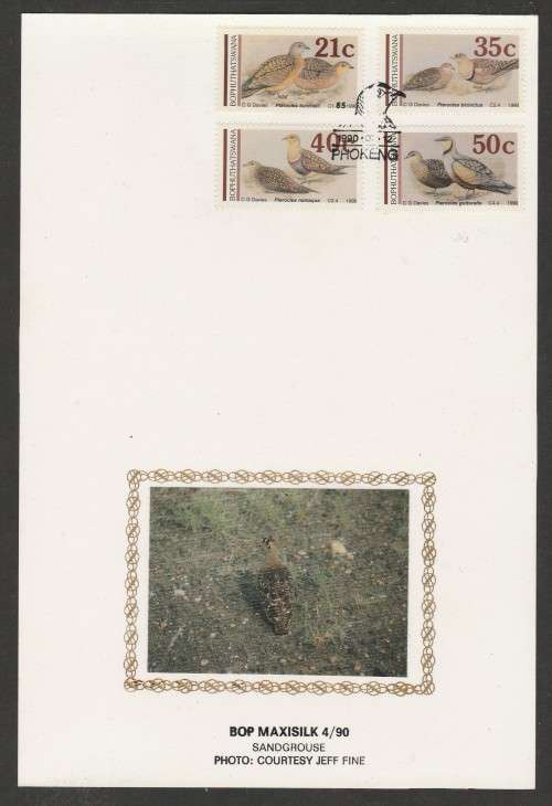 BOP 1990 SANDGROUSE LIMITED EDITION MAXISILK CARD 4/90