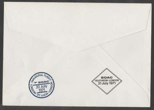 AVIATION 1971 BOAC FLIGHT COVER INAUGURAL FLIGHT ST LUCIA TO LONDON