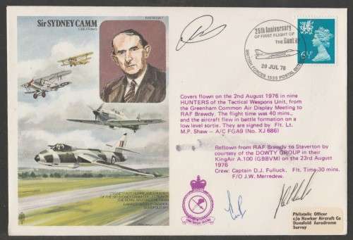 AVIATION 1976 SIGNED FLIGHT COVER 25TH ANNIV 1ST FLIGHT HUNTERS