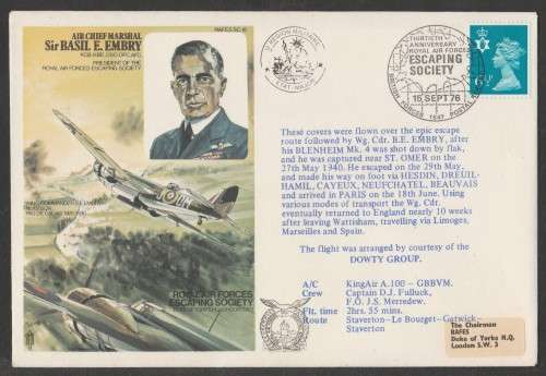 AVIATION 1976 FLIGHT COVER RAF ESCAPING SOCIETY WING CDR BE EMBRY