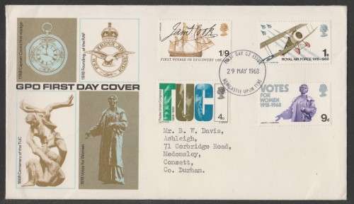 AVIATION 1968 50TH ANNIV FOUNDING OF THE ROYAL AIR FORCE OFFICIAL FDC