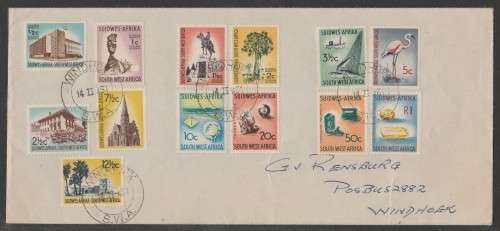SWA 1961 1ST DECIMAL DEFINITIVE SET OF 13 PRIVATE FDC WITH WINDHOEK D/S