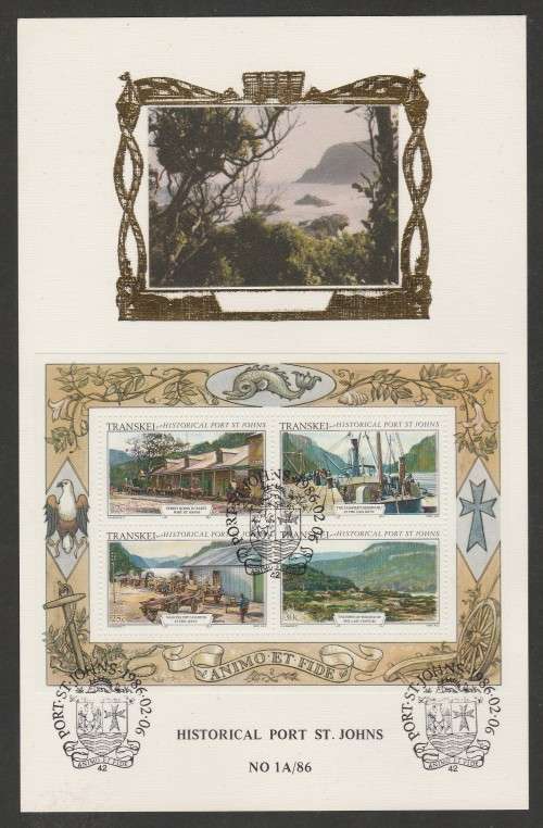 TRANSKEI 1986 PORT ST JOHNS M/S LIMITED EDITION MAXISILK CARD # 1A/86
