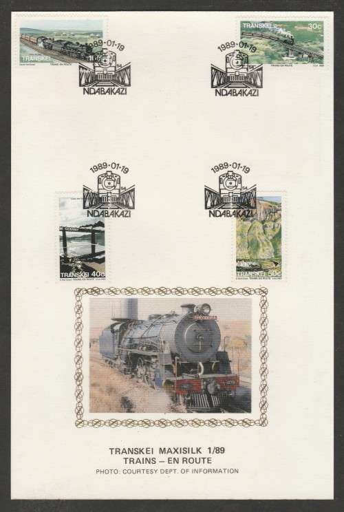 TRANSKEI 1989 TRAINS EN ROUTE LIMITED EDITION MAXISILK CARD # 1/89