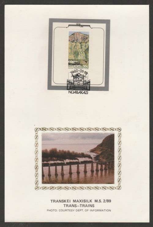 TRANSKEI 1989 TRAINS EN ROUTE M/S LIMITED EDITION MAXISILK CARD # 2/89