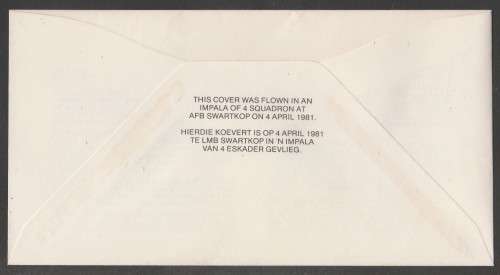 SA AIR FORCE (SAAF) FLIGHT COVER #7 1981 ANNIV SA BUILT MILITARY AIRCRAFT SIGNED ARTIST G VAN RHYN