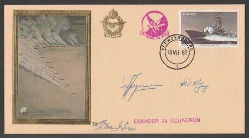 SA AIR FORCE (SAAF) FLIGHT COVER #10 1982 BOSTON SHUTTLE SERVICE SIGNED BY 2 PLUS ARTIST G VAN RHYN