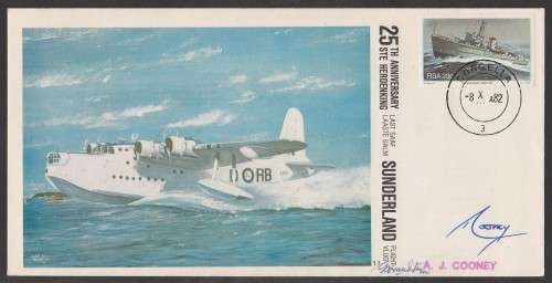 SA AIR FORCE (SAAF) FLIGHT COVER #11 1982 LAST SUNDERAND FLIGHT SIGNED COONEY PLUS ARTIST G VAN RHYN