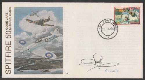 SA AIR FORCE (SAAF) FLIGHT COVER #24 1986 50TH ANNIV SPITFIRE SIGNED BY PILOT A LURIE