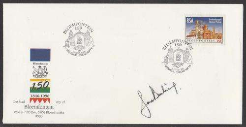 RSA 1996 BLOEM 150 STAMP SHOW COM COVER SIGNED BY STAMP ARTIST JAN VAN BEUKERING