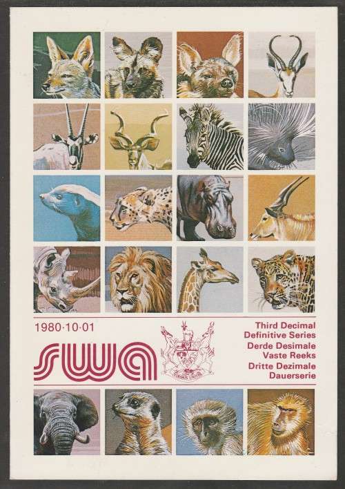 SWA 1980 3RD DECIMAL DEFINITIVE ANIMALS FD FOLDER #30 SIGNED BY STAMP ARTIST PAUL BOSMAN