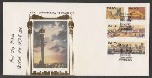 RSA 1986 JHB THE GOLDEN CITY LIMITED EDITION SILK FDC 5/86