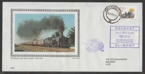 RAILWAYS COM COVER - 1991 THE BRUSH WITH STEAM SAFARI 16E CLASS STEAM TRAIN #3.10