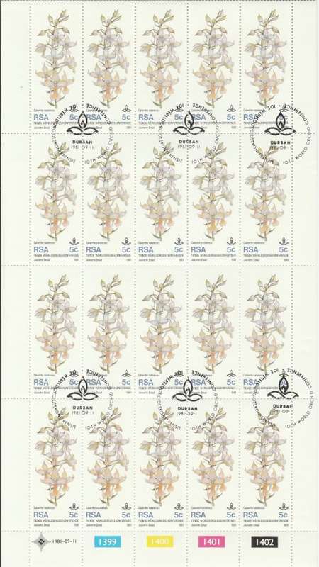 RSA 1981 ORCHIDS 5c CTO FULL SHEET OF 25