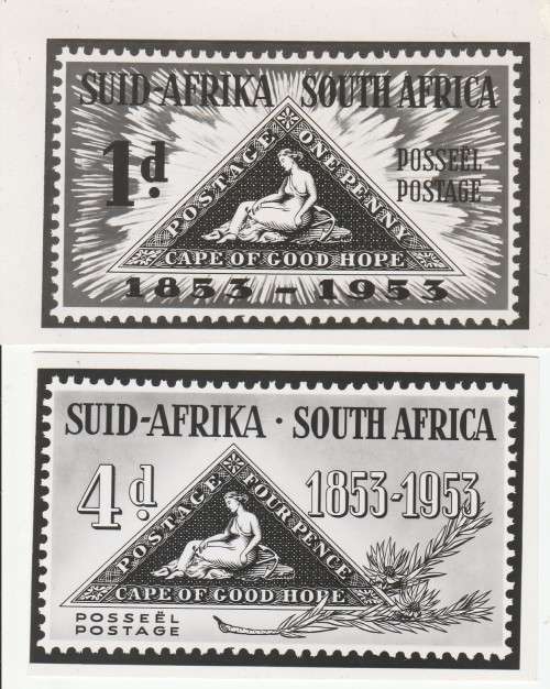 UNION SA 1953 CENTENARY CAPE TRIANGULAR SET OF 2 PHOTOGRAPHIC MEDIA/PUBLICITY RELEASES