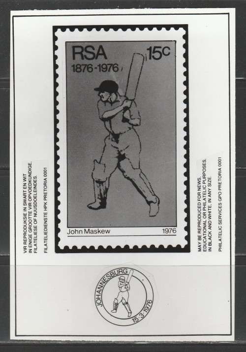 RSA 1976 CRICKET CENTENARY PHOTOGRAPHIC MEDIA/PUBLICITY RELEASE