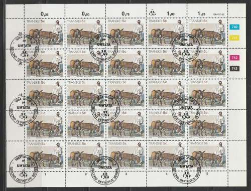 TRANSKEI 1984 2ND DEFINITIVE 5c 740-743 USED (CTO) FULL SHEET OF 25