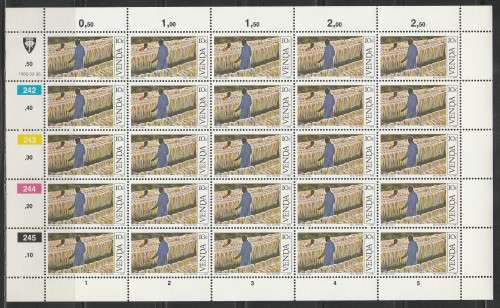 VENDA 1982 SISAL CULTIVATION SET OF 4 MNH FULL SHEETS OF 25