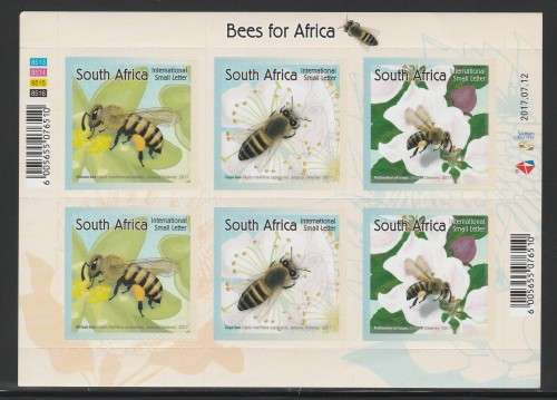 RSA 2017 BEES FOR AFRICA MNH FULL SHEET OF 6