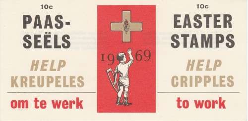 RSA 1969 EASTER LABELS BOOKLET COMPLETE WITH MNH PANE OF 10 - PROTEA NANA STAMP TOP LEFT